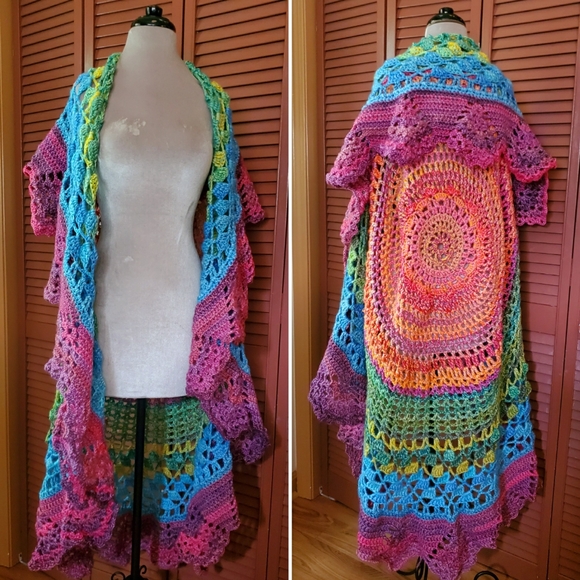 SOLD OUT Bohemian Rainbow Maxi Mandala Cardigan - Picture 7 of 10